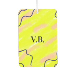 Simple solid colour add name text monogram yellow car air freshener
