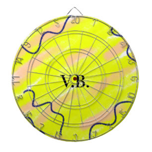 Simple solid colour add name text monogram yellow dartboard