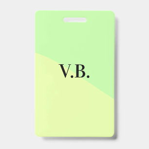 Simple solid colour add name text monogram yellow ID badge