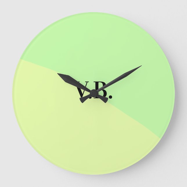 Simple solid colour add name text monogram yellow  large clock (Front)