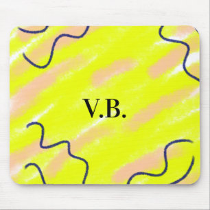 Simple solid colour add name text monogram yellow mouse mat