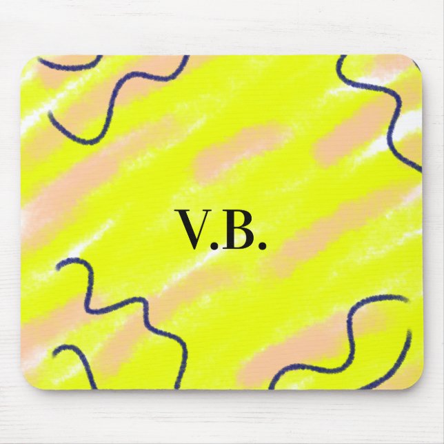 Simple solid colour add name text monogram yellow mouse mat (Front)