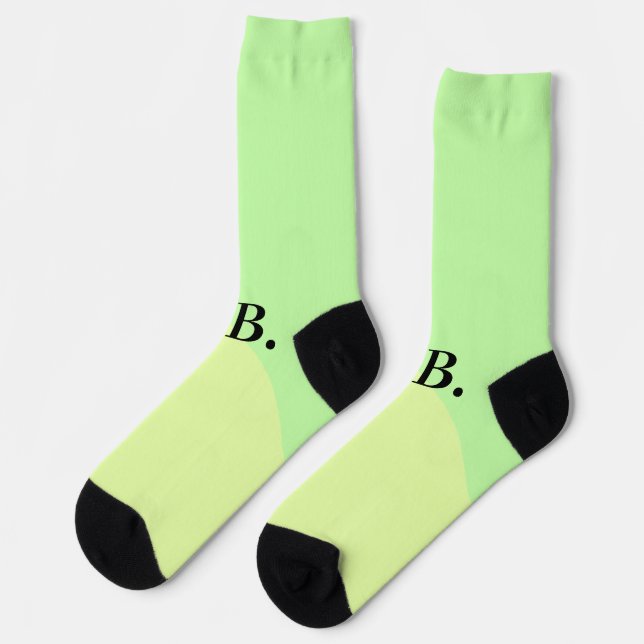 Simple solid colour add name text monogram yellow  socks (Left)