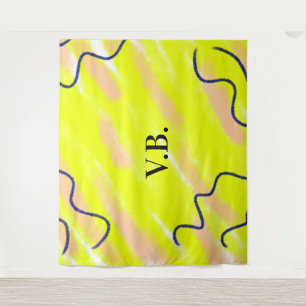 Simple solid colour add name text monogram yellow tapestry