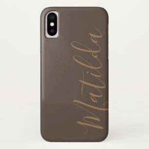 Simple Solid colour Black Gold Personalised Name iPhone X Case