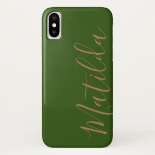 Simple Solid colour Black Gold Personalised Name iPhone X Case