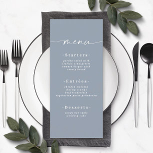 Simple Solid Colour Dusty Blue Mist Wedding Menu