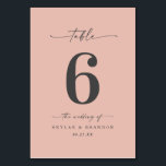 Simple Solid Colour Dusty Blush Pink Wedding Table Number<br><div class="desc">Simple Solid Colour Dusty Blush Pink Wedding Dinner Table Numbers. This modern chic Table Card is simple classic and elegant with a plain solid background colour and a pretty signature script calligraphy font with tails. Shown in the Chic Dusty Blush Pink Colorway. Available in several colour options, or feel free...</div>