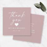 Simple Solid Colour Dusty Mauve Wedding Thank You Card<br><div class="desc">Simple Minimalistic Solid Colour Dusty Mauve Wedding Thank You Cards. This modern wedding or any event Thank You Card design is simple and minimal with a Plain Solid colour Background and trendy signature calligraphy script fonts. Add Your Custom text to the back side. Shown in the new Wedding Colour Palette....</div>