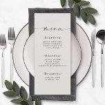 Simple Solid Colour Gardenia Off-White Wedding Men Menu<br><div class="desc">Simple Solid Colour Gardenia Off-White Wedding Menu. This modern chic Menu Card is simple classic and elegant with a plain solid colour background and a pretty signature script calligraphy font with tails. Shown in the new Colorway. With a pretty monogram on the back side. Available in several colour options, or...</div>