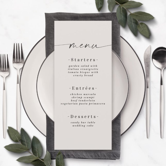 Simple Solid Colour Gardenia Off-White Wedding Men Menu (Creator Uploaded)