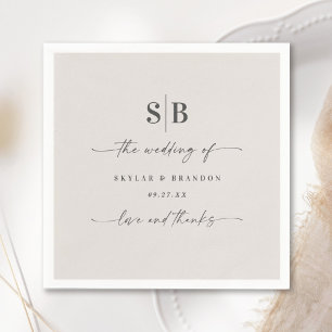 Simple Solid Colour Gardenia White Wedding Monogra Napkin