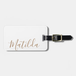 Simple Solid colour Gold Personalised Name Luggage Tag