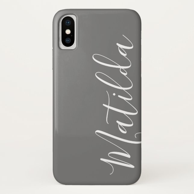 Simple Solid colour Grey Plain Personalised Name Case-Mate iPhone Case (Back)
