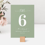 Simple Solid Colour Light Leaf Green Wedding Table Number<br><div class="desc">Simple Solid Colour Light Leaf Green Wedding Reception Dinner Table Numbers. This modern chic Table Card is simple classic and elegant with a plain solid background colour and a pretty signature script calligraphy font with tails. Shown in the new Colorway. Available in several colour options, or feel free to edit...</div>