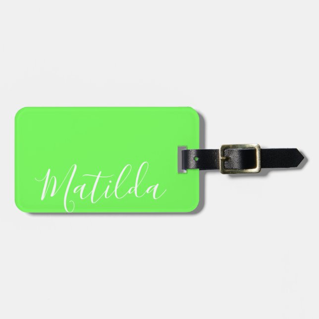 Simple Solid colour Neon Personalised Name Luggage Tag (Front Horizontal)
