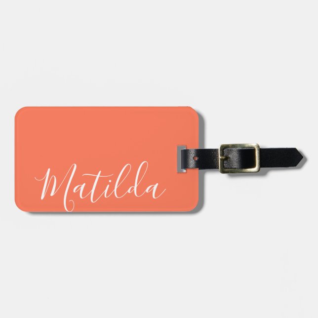 Simple Solid colour Neon Personalised Name Luggage Tag (Front Horizontal)