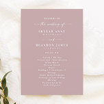 Simple Solid Dusty Mauve Wedding Ceremony Program Programme<br><div class="desc">Simple Solid Dusty Mauve Wedding Ceremony Program. This modern minimal Order of Services Card is simple classic and elegant with a plain solid background colour and a pretty signature script calligraphy font with tails. Shown in the new Colorway. Available in several colour options, or feel free to edit the colours...</div>