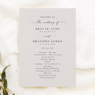 Simple Solid Ecru Ivory Wedding Ceremony Program Programme