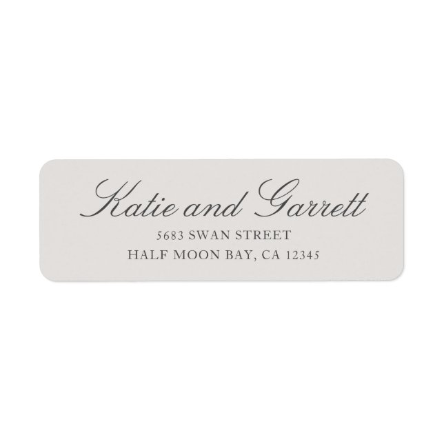 Simple Solid Grey Script Wedding Return Address (Front)