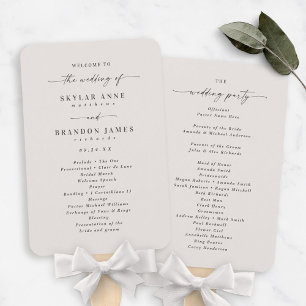 Simple Solid Off-White Wedding Ceremony Program Hand Fan