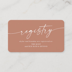 Simple Solid Terracotta Colour Wedding Registry Enclosure Card