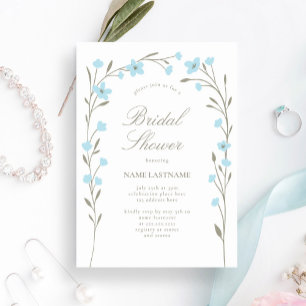 Simple Something Blue Wildflower Bridal Shower Invitation