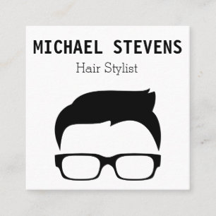 Simple & Sophisticated Mens Hair Stylist Square Business Card