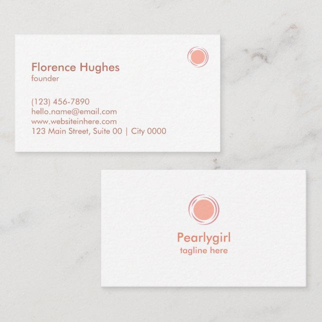 Simple Sophisticated Minimalist Soft Peach White  Business Card (Front/Back)