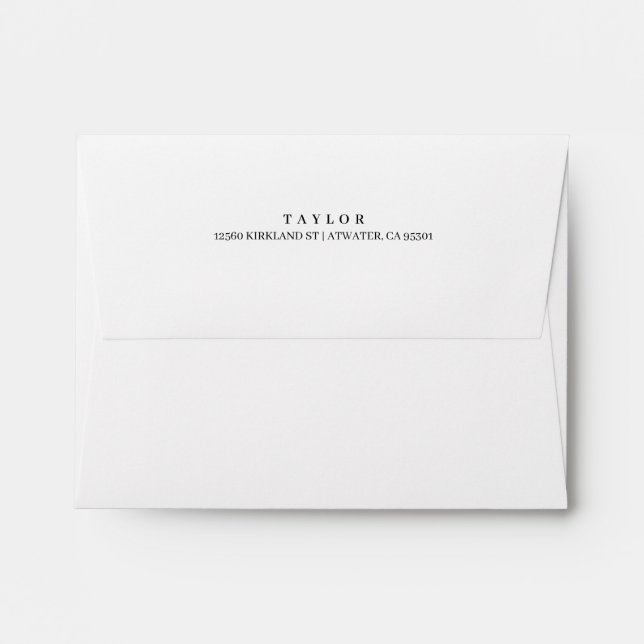 Simple Sophisticated Return Address White Envelope (Back (Top Flap))