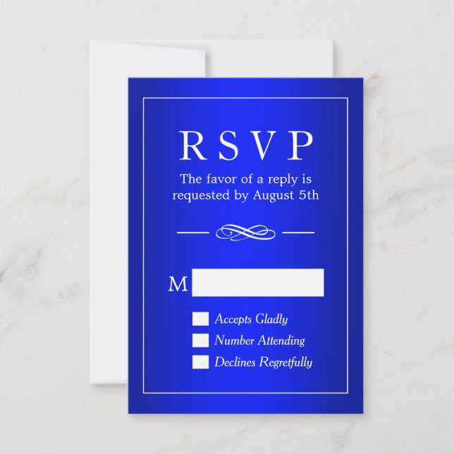 Simple Sophisticated Royal Blue Wedding RSVP Card (Front)