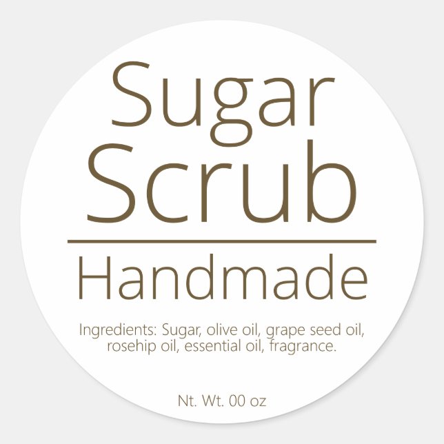 Simple Sophisticated Sugar Scrub Business Hobby Classic Round Sticker (Front)