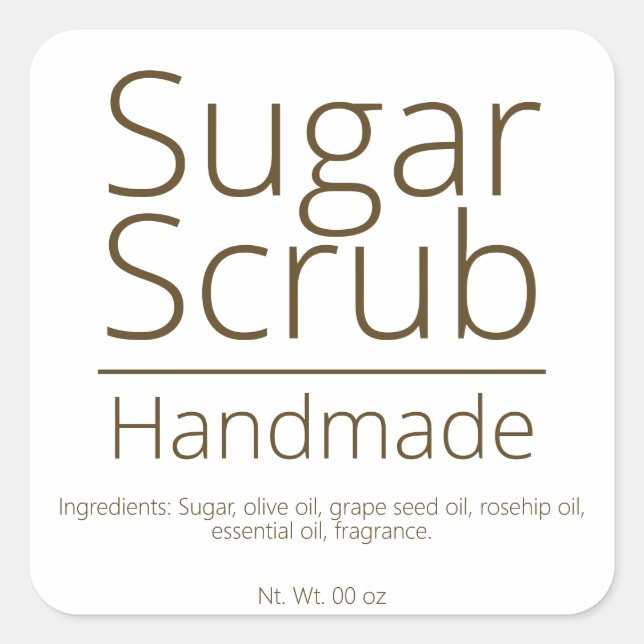 Simple Sophisticated Sugar Scrub Business Hobby Square Sticker (Front)