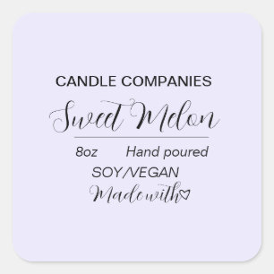 Simple Soy Vegan Candle Maker Business Square Sticker
