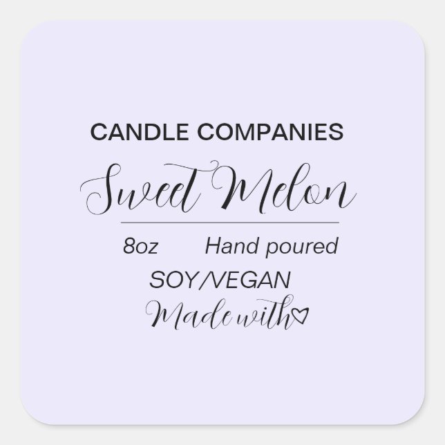 Simple Soy Vegan Candle Maker Business  Square Sticker (Front)