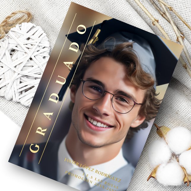 Simple Spanish Grey Photo Graduation Thanks (Creator Uploaded)