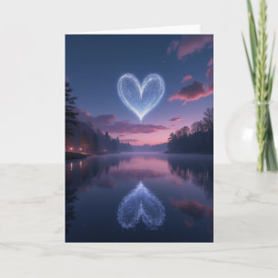 Simple Sparkle Heart Lake Card