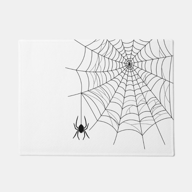 Simple Spider With Spider Web Cobweb Halloween Doormat (Front)