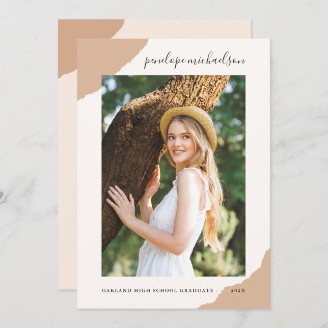 Simple Splashes Neutral Photo Graduation Party Invitation (Front/Back)