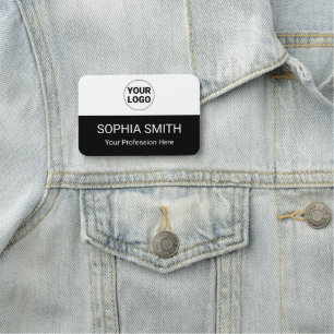 Simple Split Colour Custom Two-Tone White and Blac Name Tag