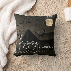 Simple Spooky dark Family Happy Halloween Cushion