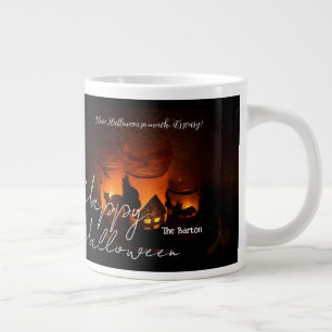 Simple Spooky dark Family Happy Halloween Large Coffee Mug