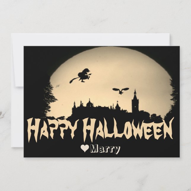 Simple Spooky Family Happy Halloween Pumpkin  Holiday Card (Front)