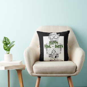 Simple Spooky Halloween Family Happy Howl-oween Cushion