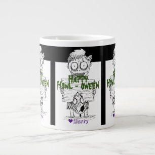 Simple Spooky Halloween Family Happy Howl-oween Large Coffee Mug
