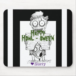 Simple Spooky Halloween Family Happy Howl-oween Mouse Mat