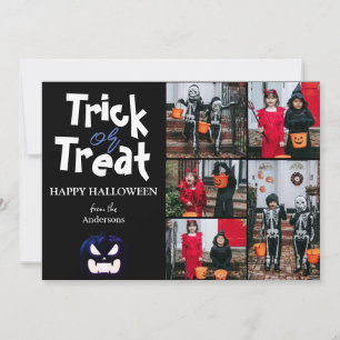 Simple Spooky pumpkin Halloween Photo Collage Holiday Card