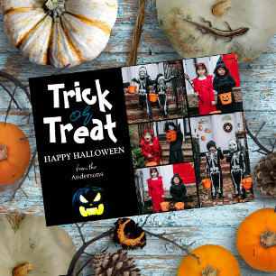 Simple Spooky pumpkin Halloween Photo Collage Holiday Card
