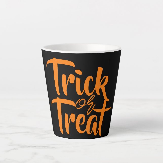 Simple Spooky Trick or Treat Halloween Family Latte Mug (Front)