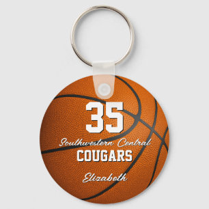 simple sporty girly script basketball team name key ring